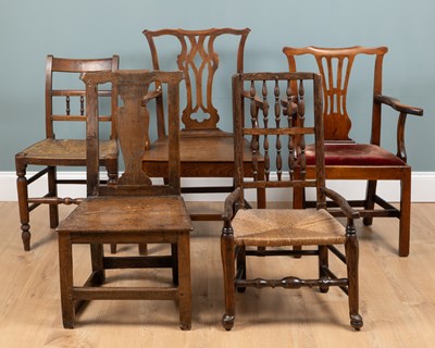 Lot 500 - A group of five country made chairs