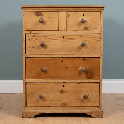 Lot 97 - A deep pine chest of drawers