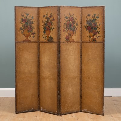 Lot 295 - A 19th century four-fold screen