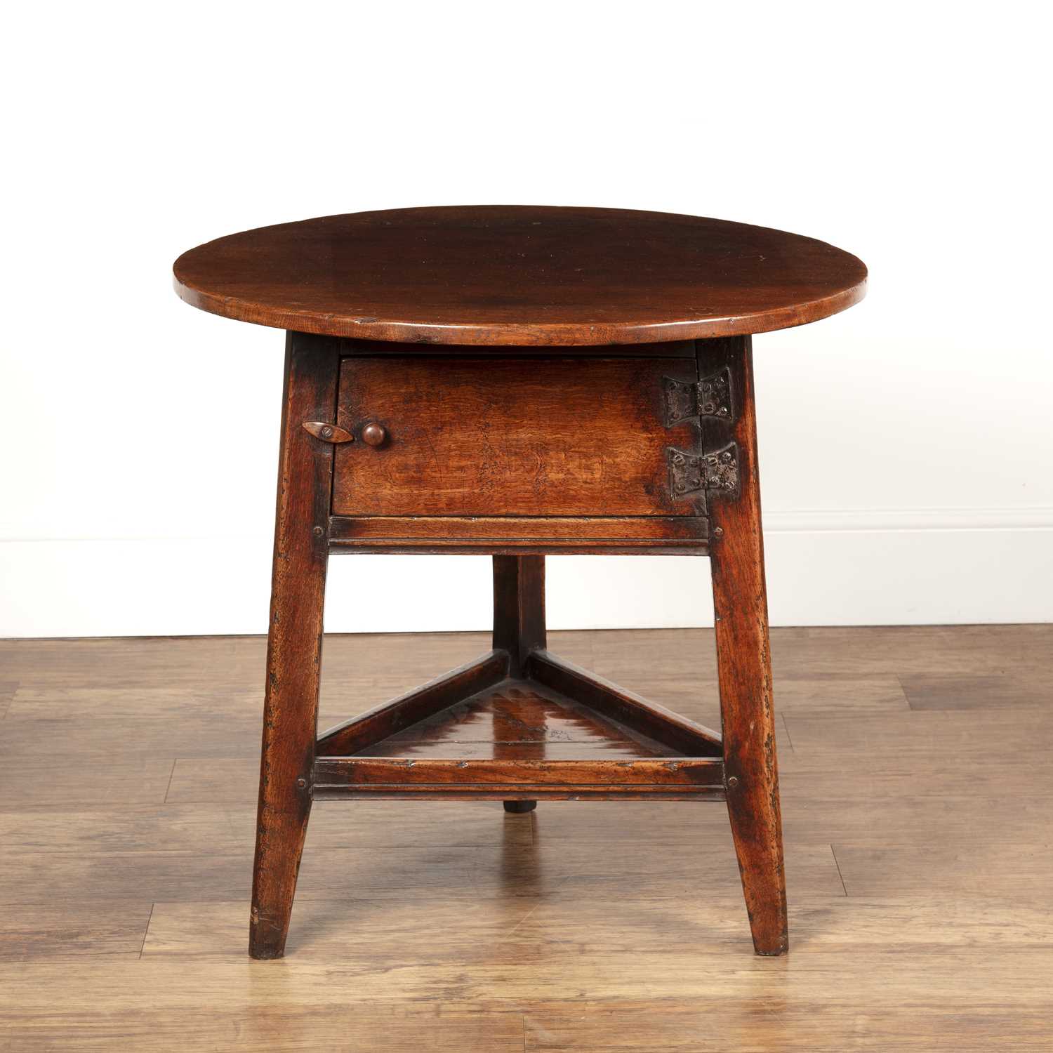 Lot 87 - 18th Century style oak, cricket table, with...