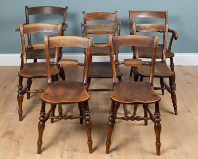 Lot 566 - A set of eight Oxford pattern kitchen chairs