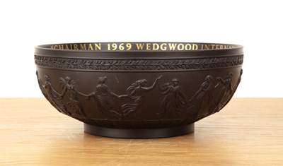 Lot 273 - Wedgwood black basalt bowl, with applied...