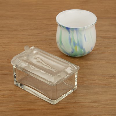 Lot 326 - Desna crystal frosted and cut glass box, the...