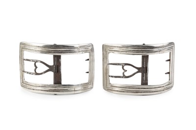 Lot 607 - A pair of George III silver shoe buckles, of...