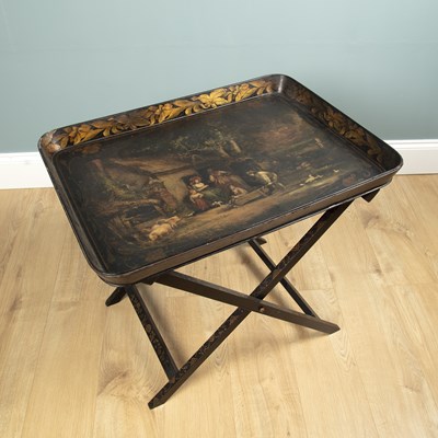 Lot 263 - An early Victorian lacquered folding tray-top table