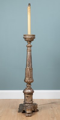 Lot 540 - A large 19th century turned and painted candlestick