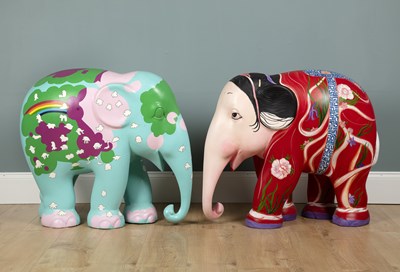 Lot 32 - Two Elephant Parade painted sculptures