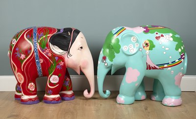 Lot 32 - Two Elephant Parade painted sculptures