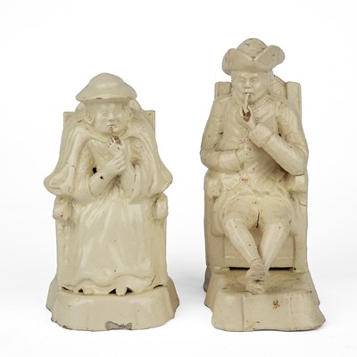 Lot 583 - A pair of early 19th century Staffordshire Pottery creamware figures