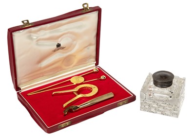 Lot 1087 - An Asprey cased cocktail set together with an inkwell