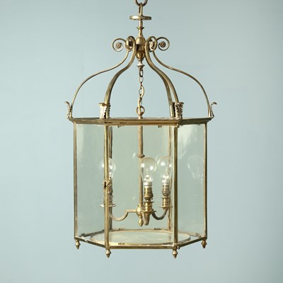 Lot 228 - A 19th century brass hall lantern