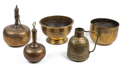 Lot 573 - A collection of Middle Eastern and Indian brass