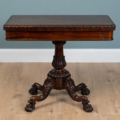 Lot 239 - A 19th century rosewood fold-over card table