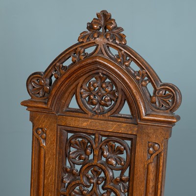 Lot 111 - A Victorian oak Gothic hall chair