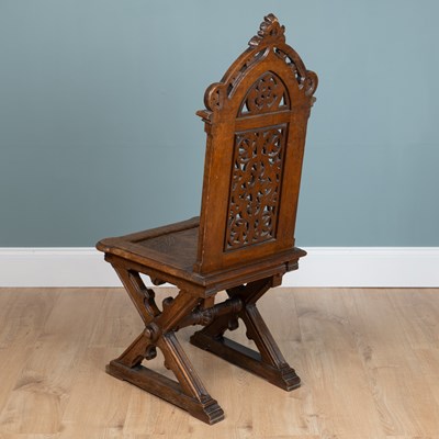 Lot 111 - A Victorian oak Gothic hall chair