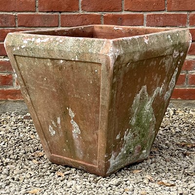 Lot 1412 - A large square terracotta plant pot