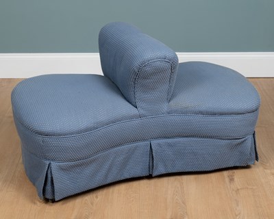 Lot 70 - A Victorian blue upholstered double-sided seat