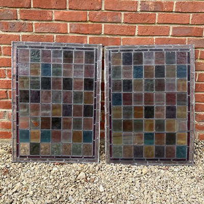 Lot 1413 - Two antique leaded glass panels