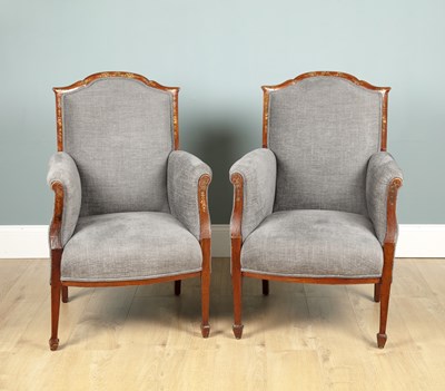 Lot 218 - A pair of 20th century mahogany framed armchairs