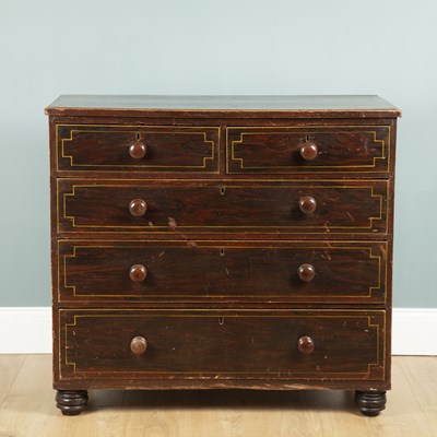 Lot 604 - A late 19th or early 20th century ebonised pine chest of drawers