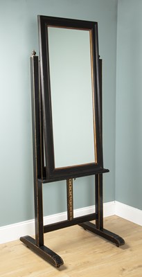 Lot 1012 - An ebonised easel later converted to a cheval mirror