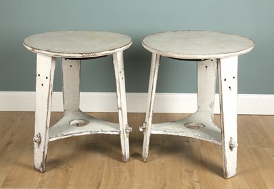 Lot 1145 - A pair of white-painted wooden occasional tables