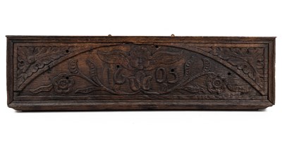 Lot 612 - A carved oak wall panel