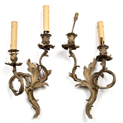 Lot 170 - A pair of 19th century gilt brass two-branch wall brackets