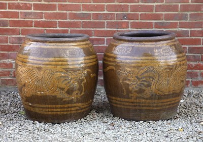 Lot 1347 - A pair of Chinese ceramic garden planters