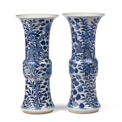 Lot 682 - A pair of 19th century Chinese blue and white vases