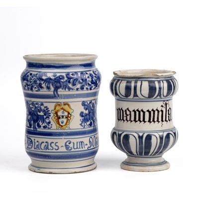 Lot 618 - A Savona dry drug jar together with another