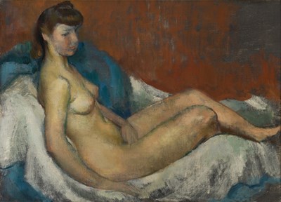 Lot 129 - Lionel Ellis (1903-1988) Reclining Nude oil on...