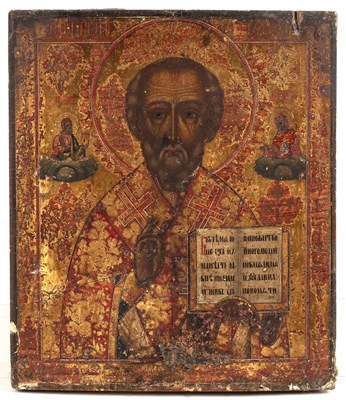 Lot 364 - A Russian icon, of typical form with gilt...