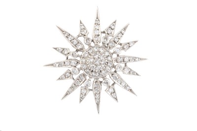 Lot 268 - A diamond sunburst brooch, set throughout with...