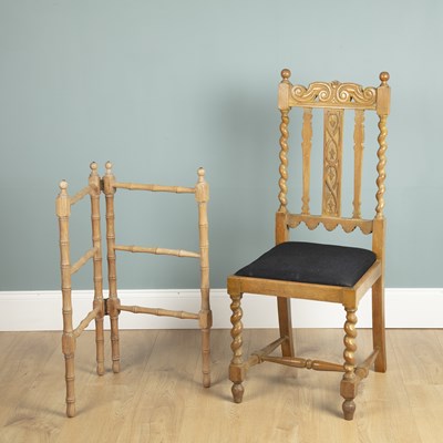 Lot 190 - A Regency faux bamboo towel rail together with an oak Jacobean style chair