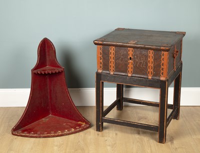 Lot 629 - An 18th-century Swedish box on stand together with a corner stand