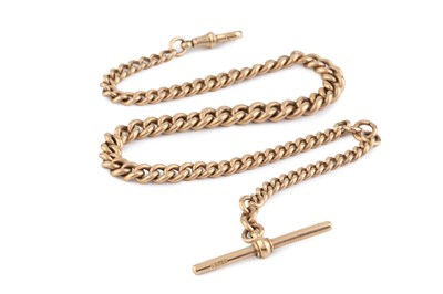 Lot 10 - A graduated curb-link Albert chain, with...