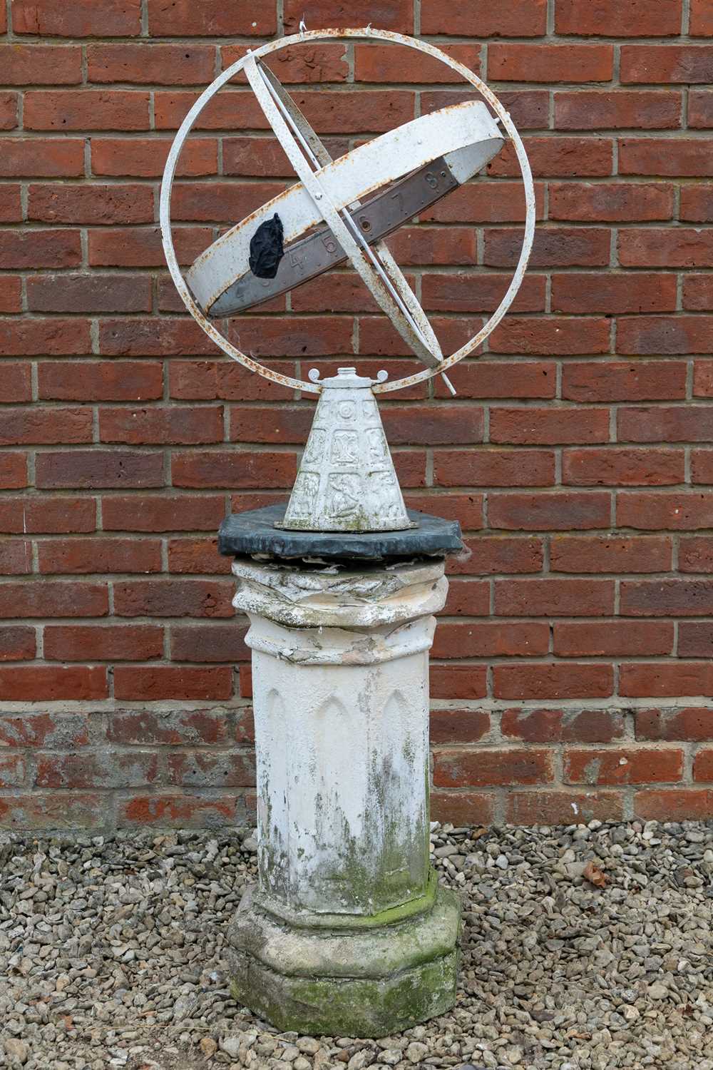 Lot 1489 - An armillary sundial on a plinth base