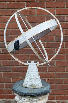 Lot 1489 - An armillary sundial on a plinth base