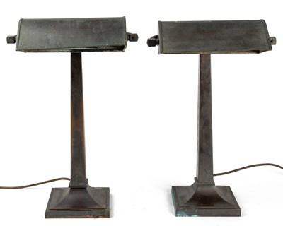 Lot 1037 - A pair of brass desk lamps