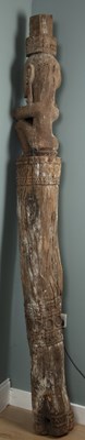Lot 1386 - A carved wooden garden ornament in the form of a totem pole