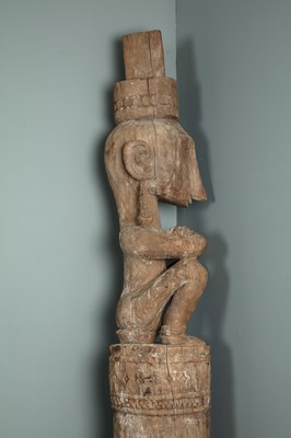 Lot 1386 - A carved wooden garden ornament in the form of a totem pole