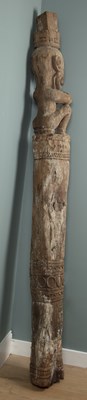Lot 1386 - A carved wooden garden ornament in the form of a totem pole