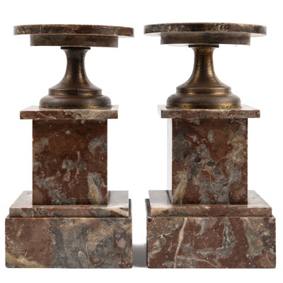 Lot 286 - A pair of brass and marble tazzas