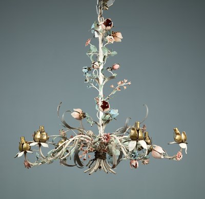 Lot 109 - An early 20th century French painted toleware electrolier