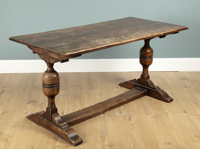 Lot 643 - An oak Jacobean style refectory table