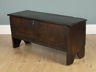 Lot 644 - An antique six-plank oak chest or coffer