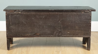 Lot 644 - An antique six-plank oak chest or coffer