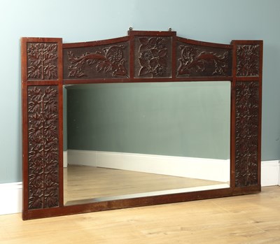 Lot 645 - A carved walnut Arts & Crafts wall mirror