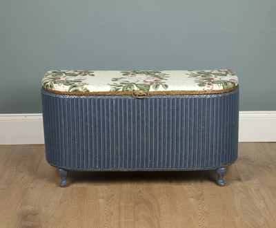 Lot 646 - A Lloyd Loom style blue-painted stool